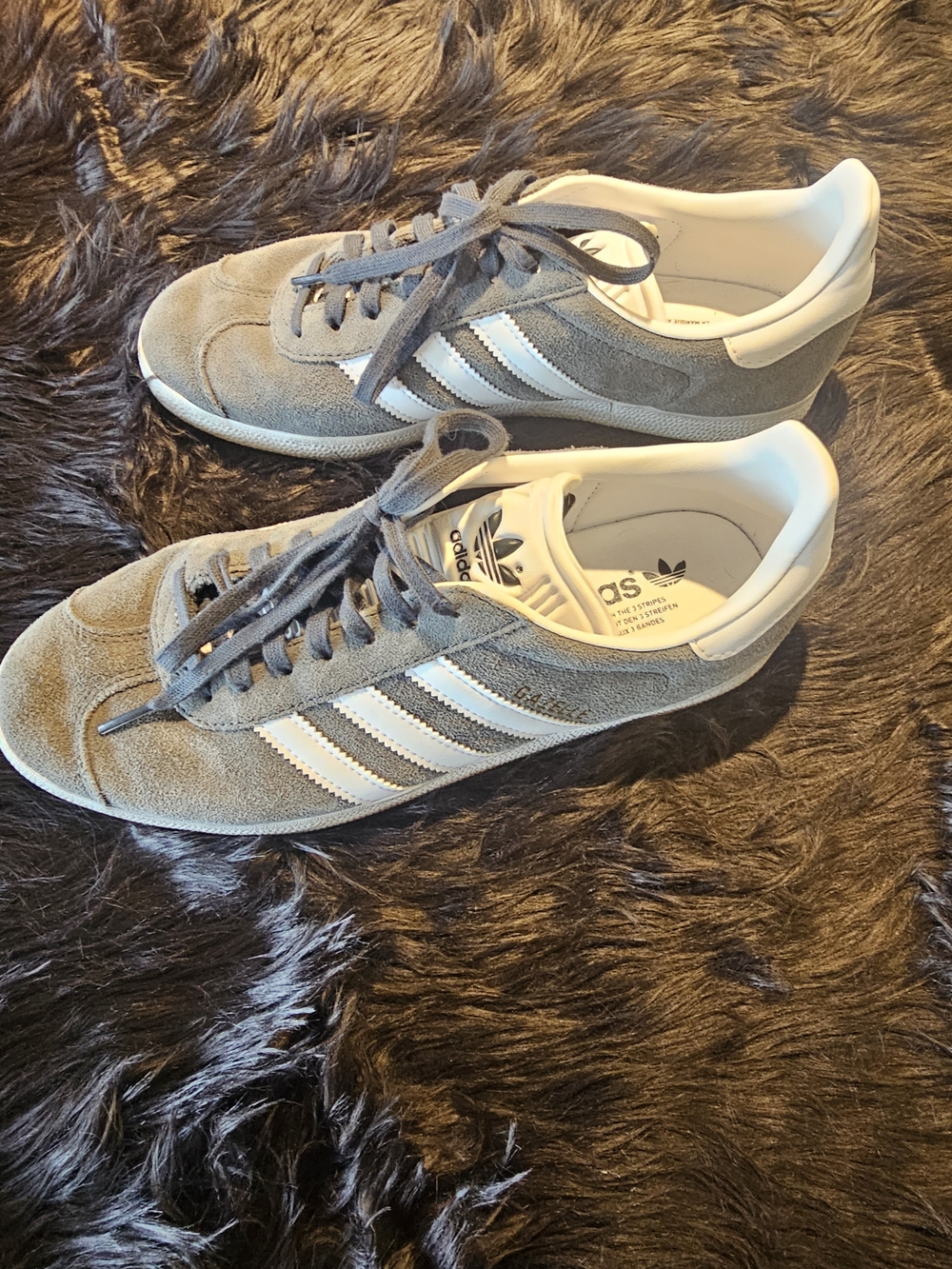 adidas Gazelle Women's Gray Suede Sneakers with White Stripes - Picture 3 of 4